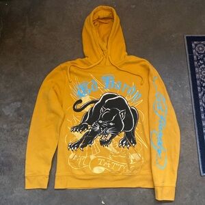 Ed Hardy Yellow Panther Graphic Sweater